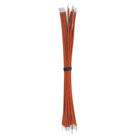 Cut And Stripped Wire, 20 AWG UL1061, Stranded, Orange 18in Leads, 500PK